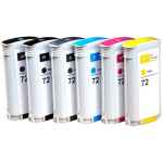 6 Pack Compatible HP 72 Ink Cartridge Set (1MBK,1C,1M,1Y,1PBK,1GY) C9371A C9372A 3WX06A 3WX07A 3WX08A C9373A