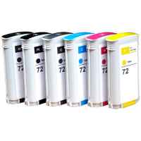 6 Pack Compatible HP 72 Ink Cartridge Set (1MBK,1C,1M,1Y,1PBK,1GY) C9371A C9372A 3WX06A 3WX07A 3WX08A C9373A