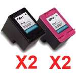4 Pack Compatible HP 60XL Black & Colour Ink Cartridge Set (2BK,2C) CC641WA CC644WA
