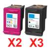 5 Pack Compatible HP 901XL Black & 901 Colour Ink Cartridge Set (3BK,2C) CC654AA CC656AA