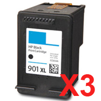 3 x Compatible HP 901XL Black Ink Cartridge CC654AA