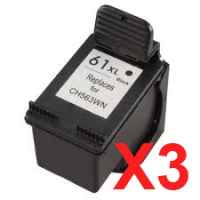 3 x Compatible HP 61XL Black Ink Cartridge CH563WA