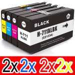 8 Pack Compatible HP 711 Ink Cartridge Set (2BK,2C,2M,2Y) CZ133A CZ130A CZ131A CZ132A