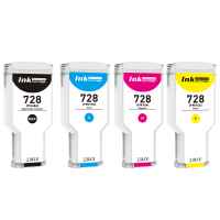 4 Pack Compatible HP 728 Ink Cartridge Set (1MBK,1C,1M,1Y) F9K17A F9K16A F9J68A F9K15A