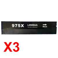 3 x Compatible HP 975X Black Ink Cartridge L0S09AA