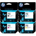 4 Pack Genuine HP 711 Ink Cartridge Set (1BK,1C,1M,1Y) CZ133A CZ130A CZ131A CZ132A 3WX01A