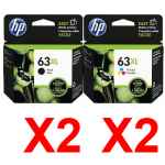 4 Pack Genuine HP 63XL Black & Colour Ink Cartridge Set (2BK,2C) F6U64AA F6U63AA