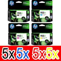 20 Pack Genuine HP 955XL Ink Cartridge Set (5BK,5C,5M,5Y) L0S72AA L0S63AA L0S66AA L0S69AA