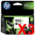 3 x Genuine HP 955XL Black Ink Cartridge L0S72AA