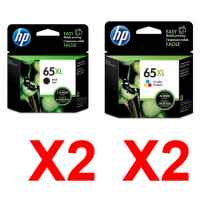 4 Pack Genuine HP 65XL Black & Colour Ink Cartridge Set (2BK,2C) N9K04AA N9K03AA