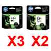 5 Pack Genuine HP 65XL Black & Colour Ink Cartridge Set (3BK,2C) N9K04AA N9K03AA