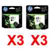 6 Pack Genuine HP 65XL Black & Colour Ink Cartridge Set (3BK,3C) N9K04AA N9K03AA