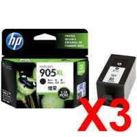 3 x Genuine HP 905XL Black Ink Cartridge T6M17AA