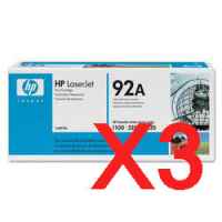 3 x Genuine HP C4092A Toner Cartridge 92A