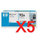 5 x Genuine HP C4092A Toner Cartridge 92A