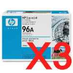 3 x Genuine HP C4096A Toner Cartridge 96A