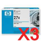 3 x Genuine HP C4127X Toner Cartridge 27X