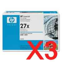 3 x Genuine HP C4127X Toner Cartridge 27X