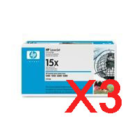 3 x Genuine HP C7115X Toner Cartridge 15X