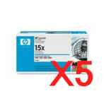 5 x Genuine HP C7115X Toner Cartridge 15X