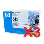 3 x Genuine HP C8061X Toner Cartridge 61X