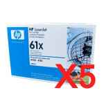 5 x Genuine HP C8061X Toner Cartridge 61X