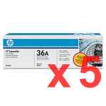 5 x Genuine HP CB436A Toner Cartridge 36A