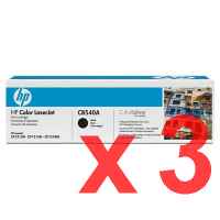 3 x Genuine HP CB540A Black Toner Cartridge 125A