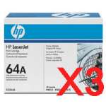 3 x Genuine HP CC364A Toner Cartridge 64A