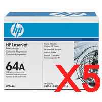 5 x Genuine HP CC364A Toner Cartridge 64A