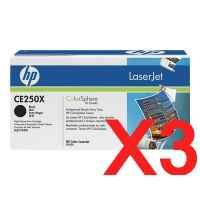 3 x Genuine HP CE250X Black Toner Cartridge 504X