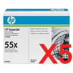 5 x Genuine HP CE255X Toner Cartridge 55X