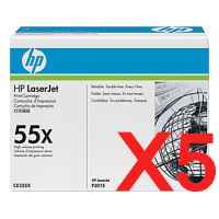 5 x Genuine HP CE255X Toner Cartridge 55X