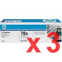 3 x Genuine HP CE278A Toner Cartridge 78A