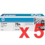 5 x Genuine HP CE278A Toner Cartridge 78A