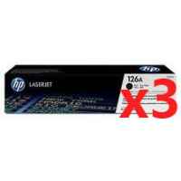 3 x Genuine HP CE310A Black Toner Cartridge 126A