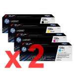 2 Lots of 4 Pack Genuine HP CE320A CE321A CE322A CE323A Toner Cartridge Set 128A