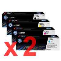 2 Lots of 4 Pack Genuine HP CE320A CE321A CE322A CE323A Toner Cartridge Set 128A