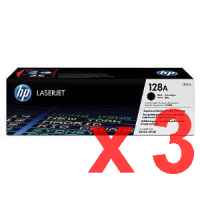 3 x Genuine HP CE320A Black Toner Cartridge 128A