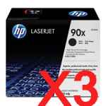 3 x Genuine HP CE390X Toner Cartridge 90X