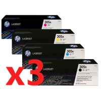 3 Lots of 4 Pack Genuine HP CE410X CE411A CE413A CE412A Toner Cartridge Set 305X 305A