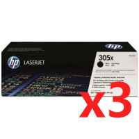 3 x Genuine HP CE410X Black Toner Cartridge 305X