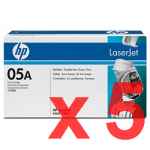 5 x Genuine HP CE505A Toner Cartridge 05A