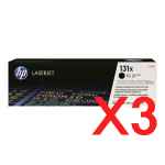 3 x Genuine HP CF210X Black Toner Cartridge 131X