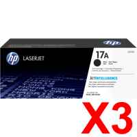 3 x Genuine HP CF217A Toner Cartridge 17A