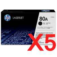 5 x Genuine HP CF280A Toner Cartridge 80A