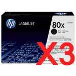 3 x Genuine HP CF280X Toner Cartridge 80X