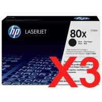 3 x Genuine HP CF280X Toner Cartridge 80X