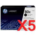 5 x Genuine HP CF280X Toner Cartridge 80X