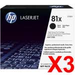 3 x Genuine HP CF281X Toner Cartridge 81X